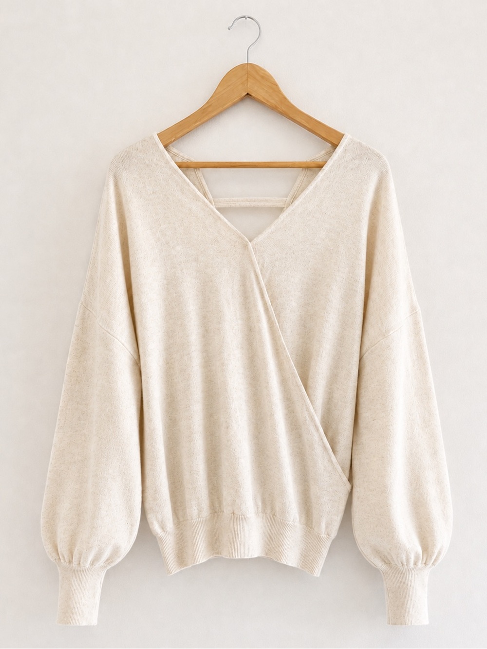 NWOT Callahan Vivi Wrap Top Oatmeal Angora Blend Size Large